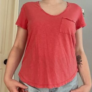 Bright pink scoop/v neck tshirt